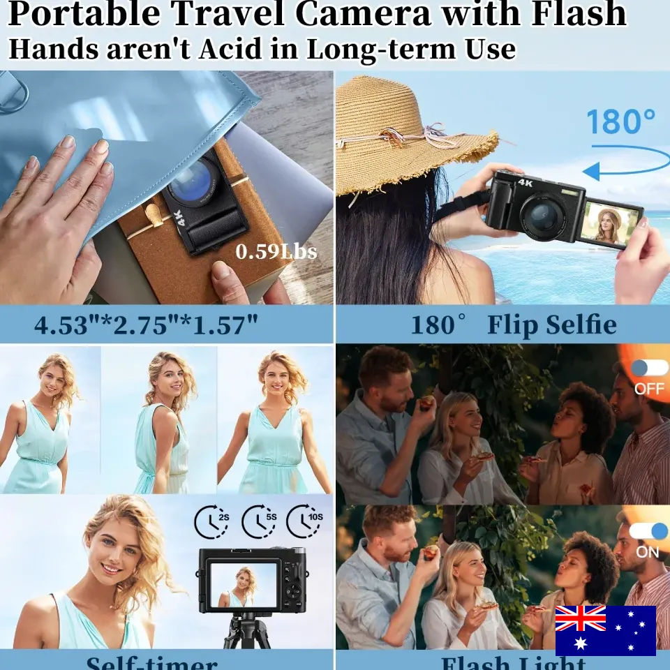 4K 48MP Digital Vlogging Camera Autofocus Anti-Shake 3'' 180° Flip Screen Flash - Image 5