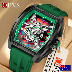 Luxury Men's Quartz Watch Silicone Strap Hollow Waterproof Sports Wristwatch