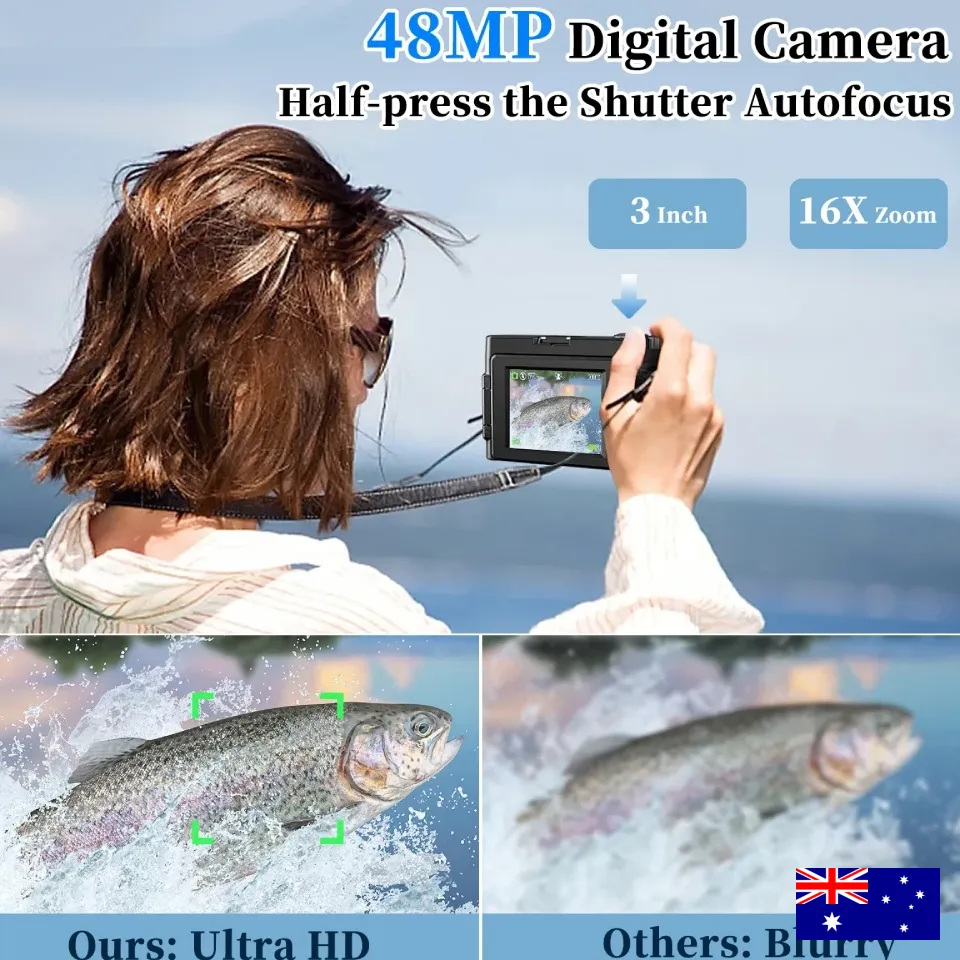 4K 48MP Digital Vlogging Camera Autofocus Anti-Shake 3'' 180° Flip Screen Flash - Image 3