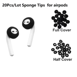 20 Pcs Anti Slip Sponge Earpad for Airpods Replacement Soft Foam Ear Pad Case Dirty Proof Earphone Tips Cover Disposable Earpads
